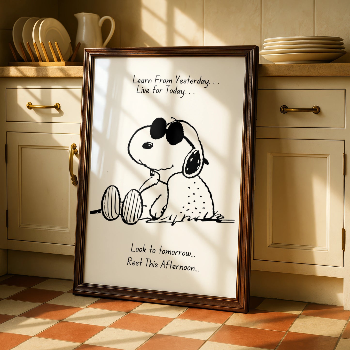 Cartoon Dog Inspirational Quote Poster, Funny Wall Art, Black White Print, Cool Dog Wall Decor