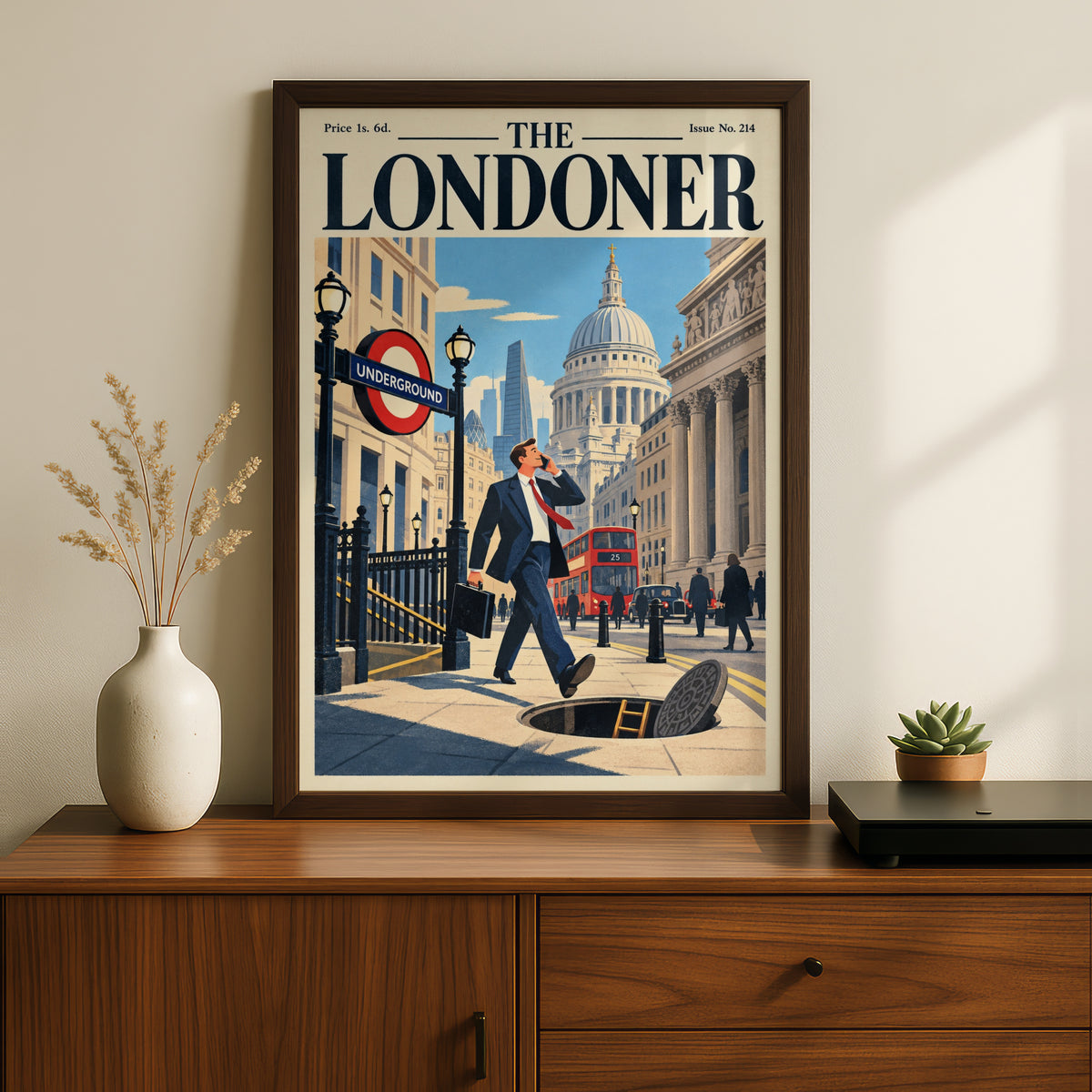 The Londoner Vintage Magazine Cover Poster, London Wall Art Print, Retro Travel Illustration