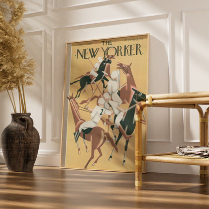 The New Yorker 1927 Polo Match Art Poster, Vintage Art Deco Horse Print, Gallery Wall