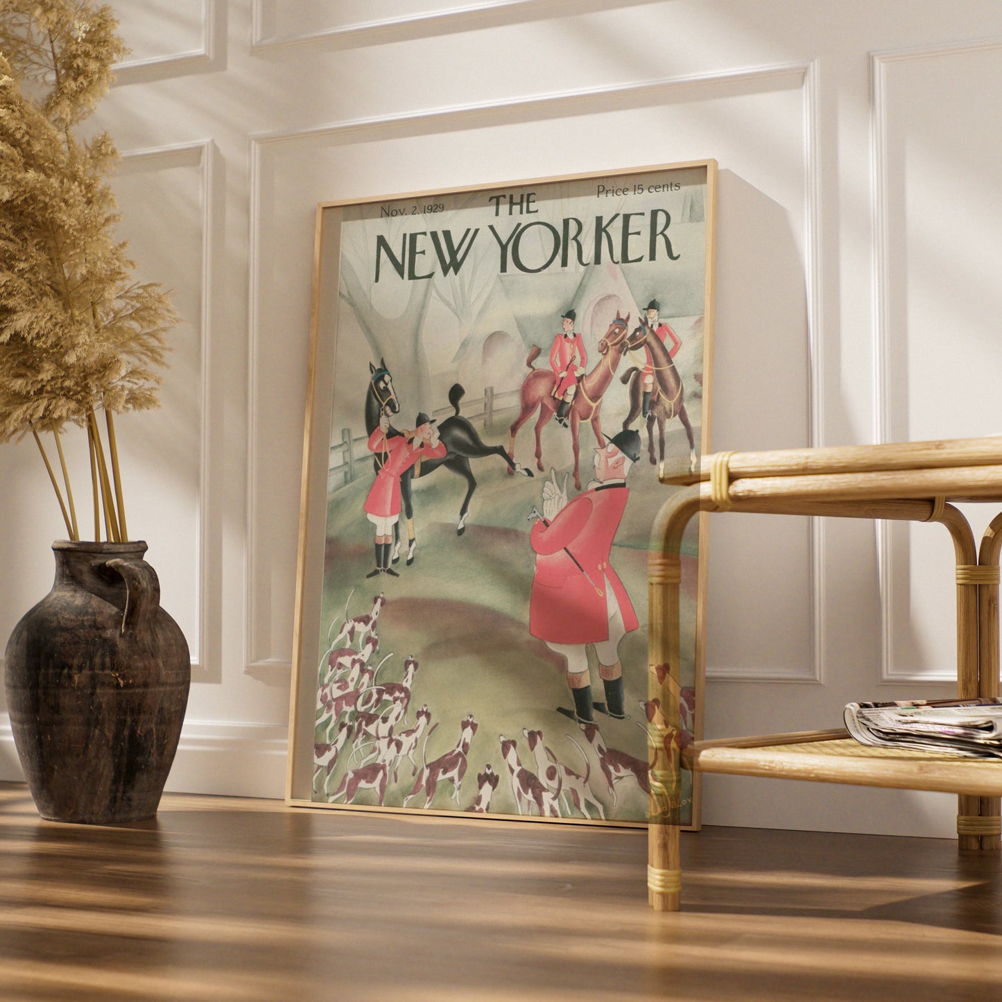 The New Yorker 1929 Fox Hunt Cover Poster, Vintage Equestrian Wall Art Print