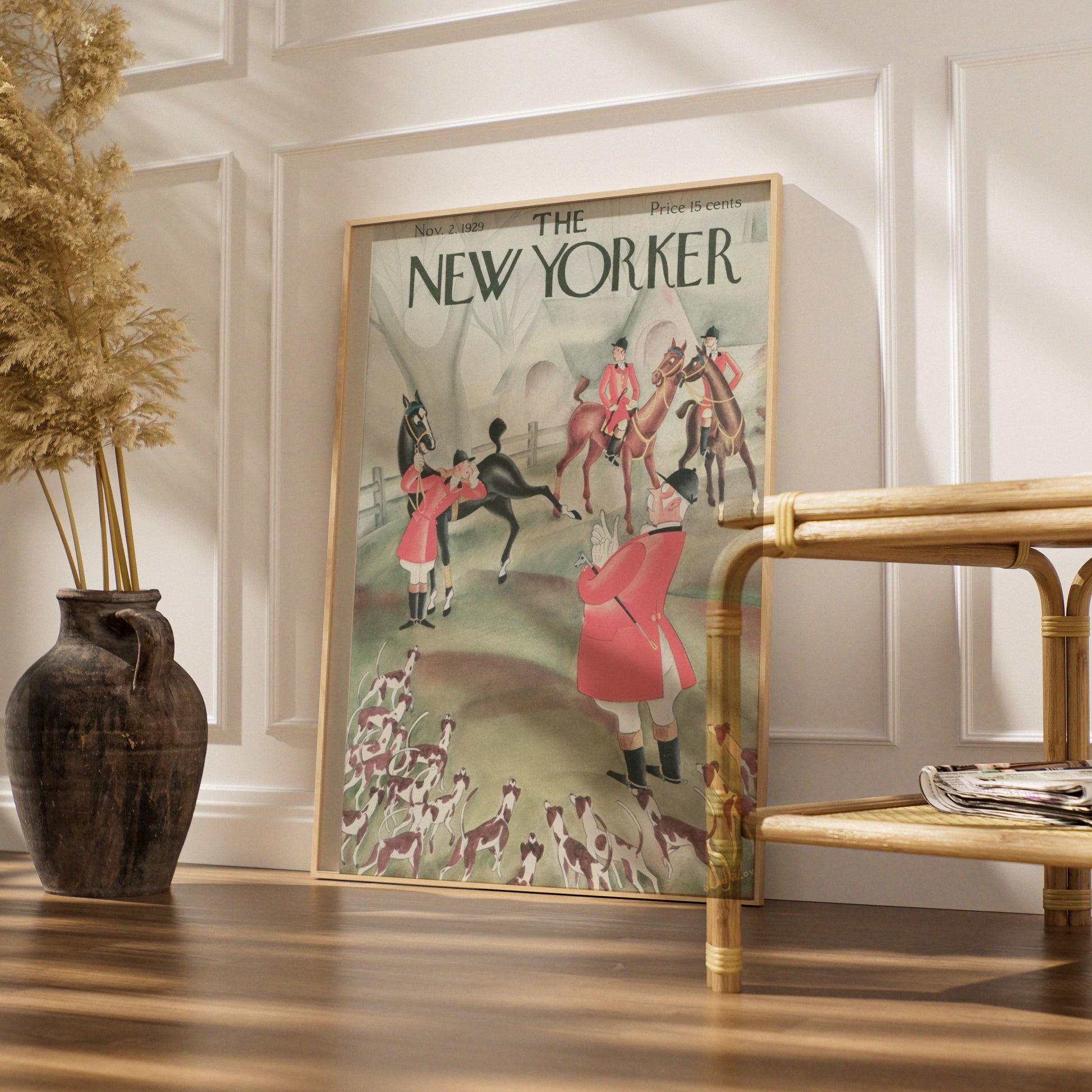 The New Yorker 1929 Fox Hunt Cover Poster, Vintage Equestrian Wall Art Print