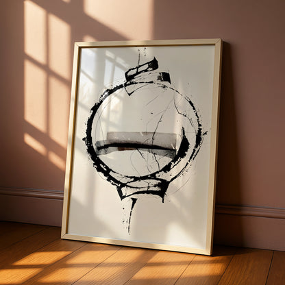 Abstract Circle Art, Monochrome Wall Art, Black and White Poster, Modern Minimalist Print