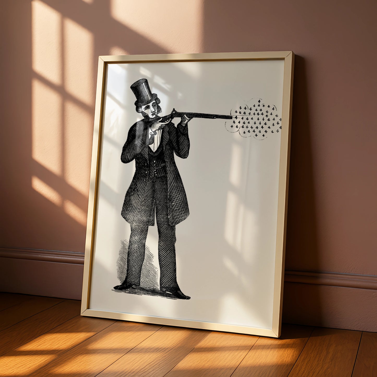 Victorian Gunman Halloween Art Print, Vintage Engraving Poster, Gothic Black Wall Art