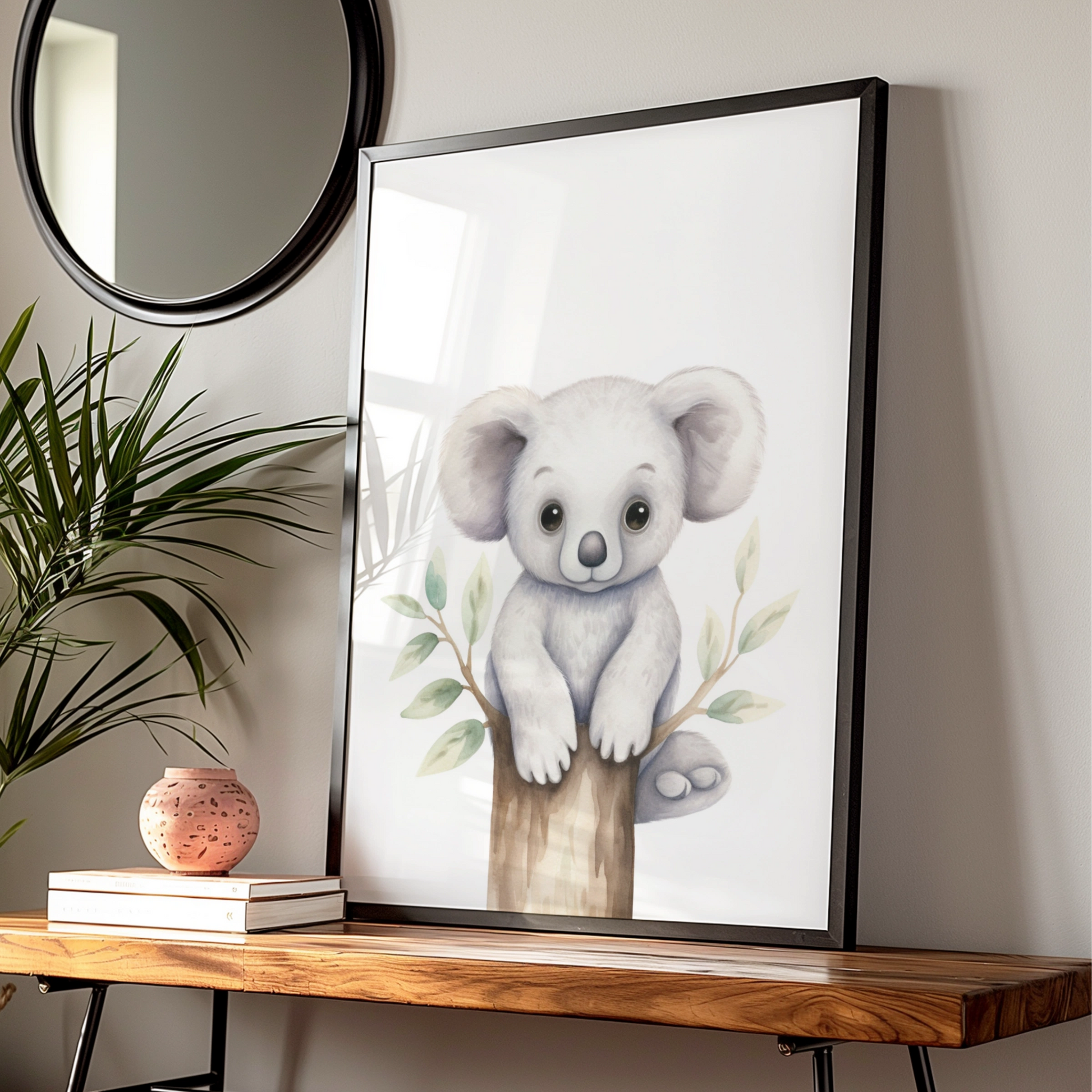 Koala Nursery Wall Art, Cute Baby Koala Poster, Watercolour Animal Print for Kids Room