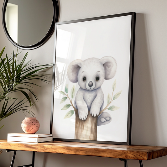 Koala Nursery Wall Art, Cute Baby Koala Poster, Watercolour Animal Print for Kids Room