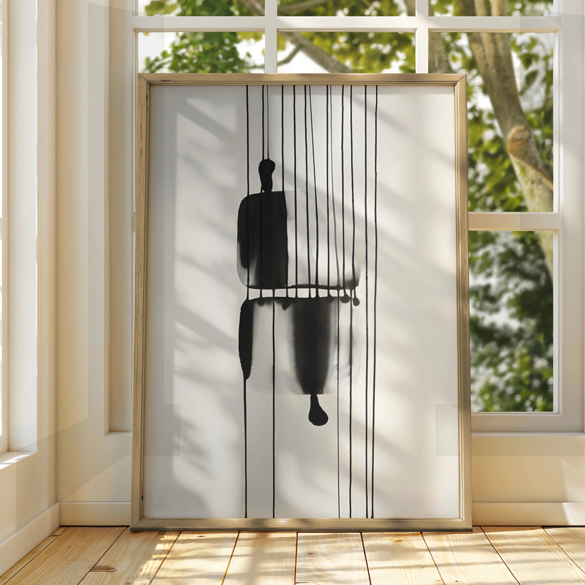 Abstract Figure Monochrome Wall Art, Black and White Poster, Minimalist Print, Modern Decor