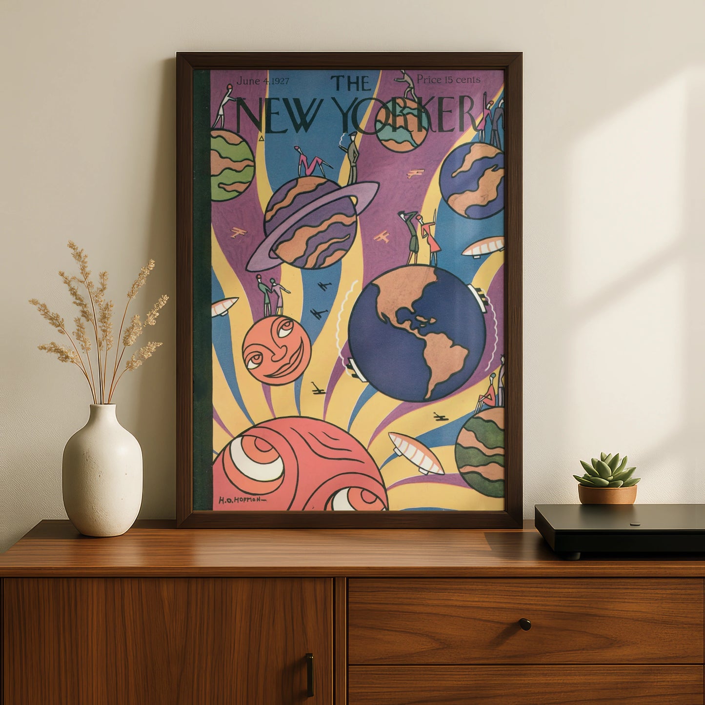The New Yorker 1927 Space Planets Cover Poster, Art Deco Vintage Wall Art Print
