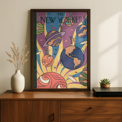 The New Yorker 1927 Space Planets Cover Poster, Art Deco Vintage Wall Art Print