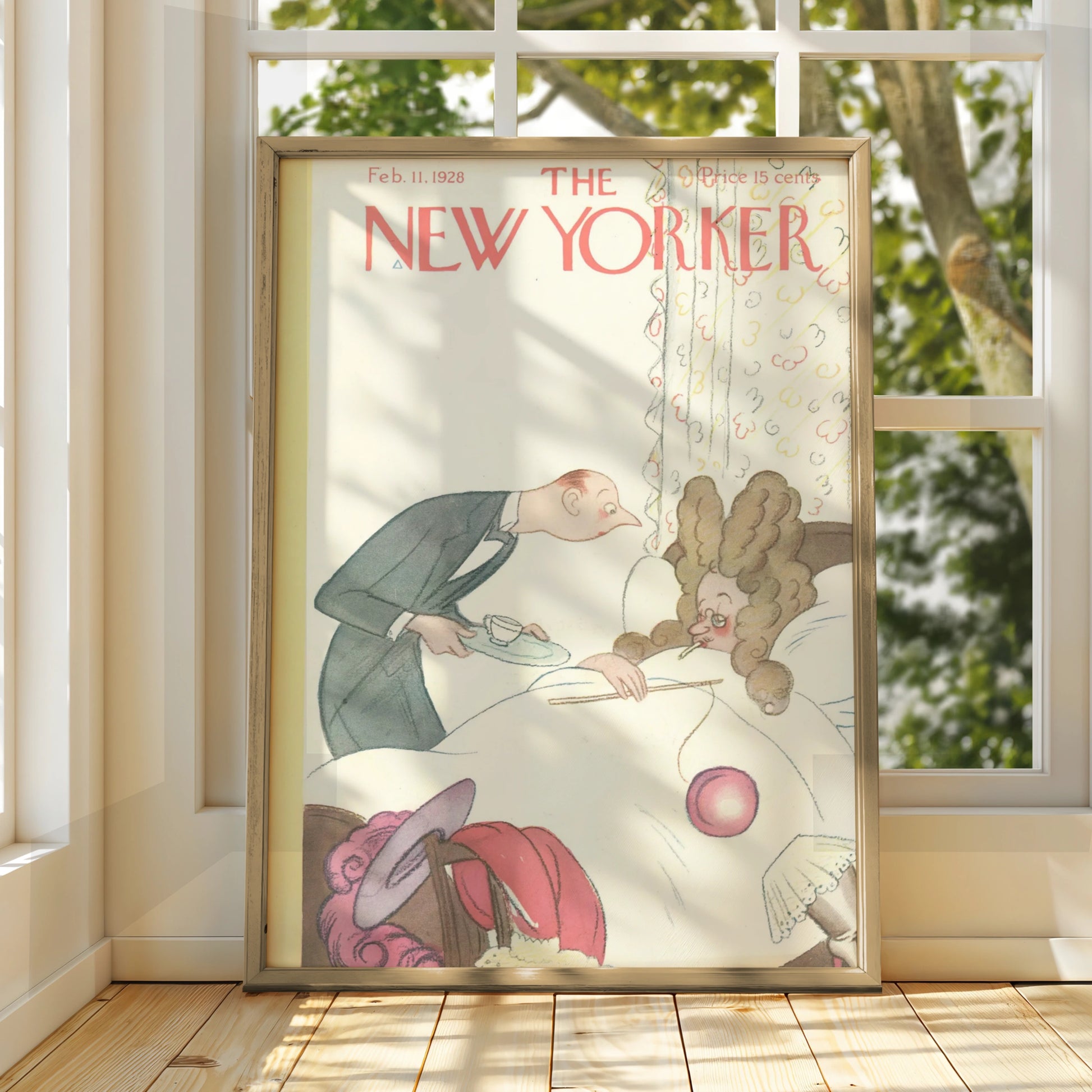 The New Yorker February 1928 Cover Art Poster, Vintage Illustration Wall Art Print