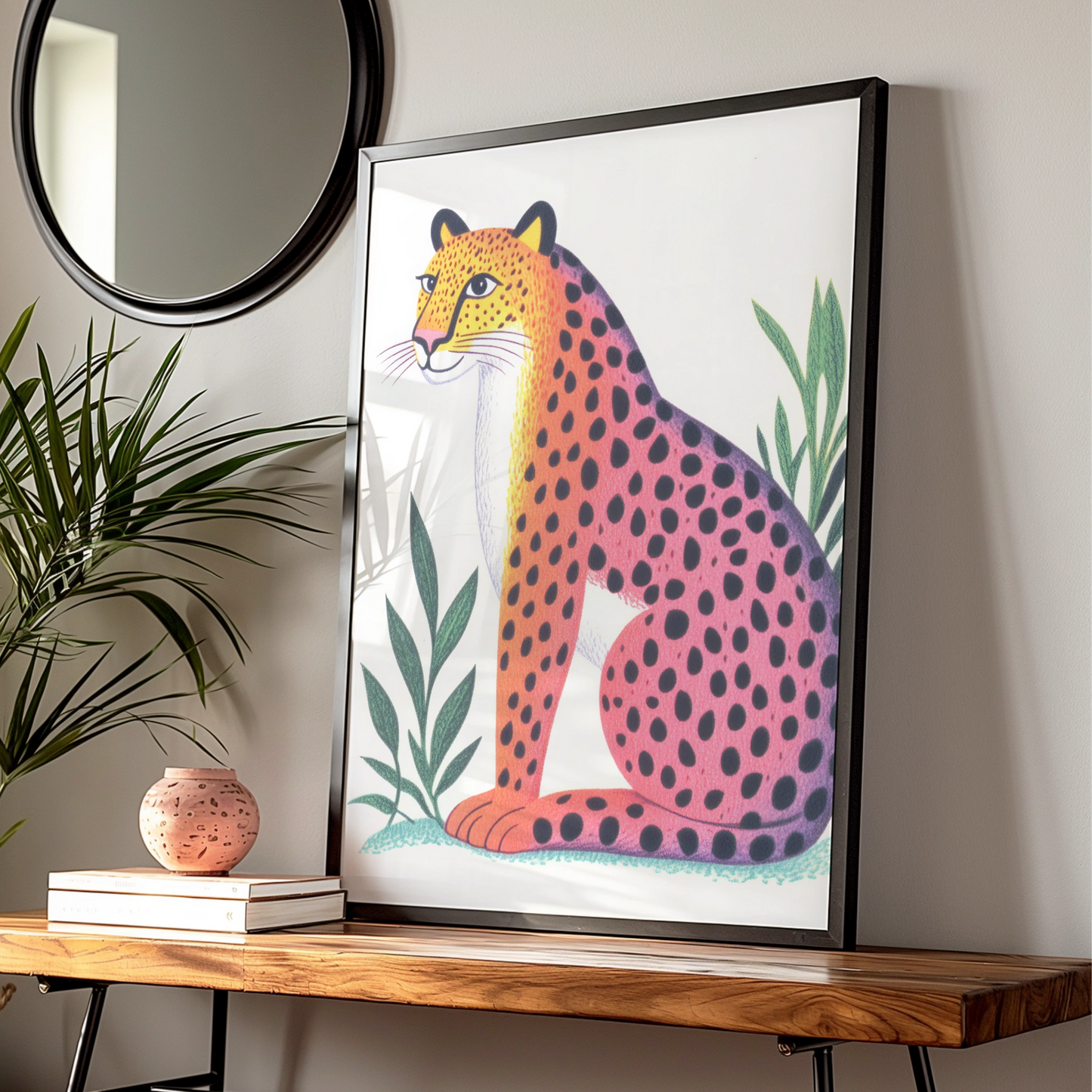 Colourful Cheetah Nursery Wall Art, Kids Animal Print, Jungle Safari Poster
