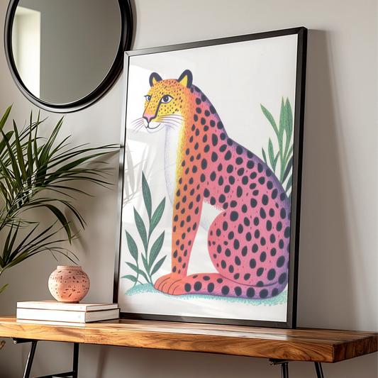 Colourful Cheetah Nursery Wall Art, Kids Animal Print, Jungle Safari Poster