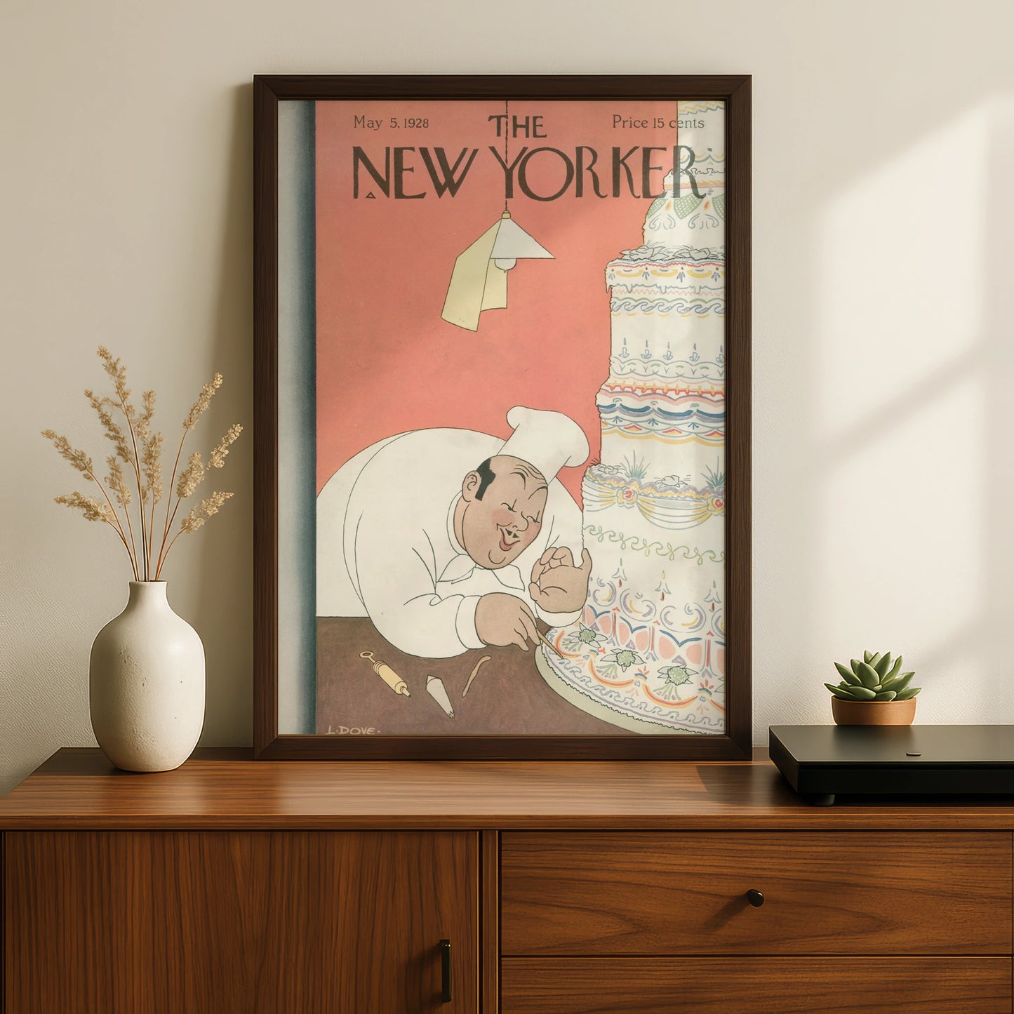 The New Yorker May 1928 Poster, Vintage Chef Wedding Cake Cover Wall Art Print