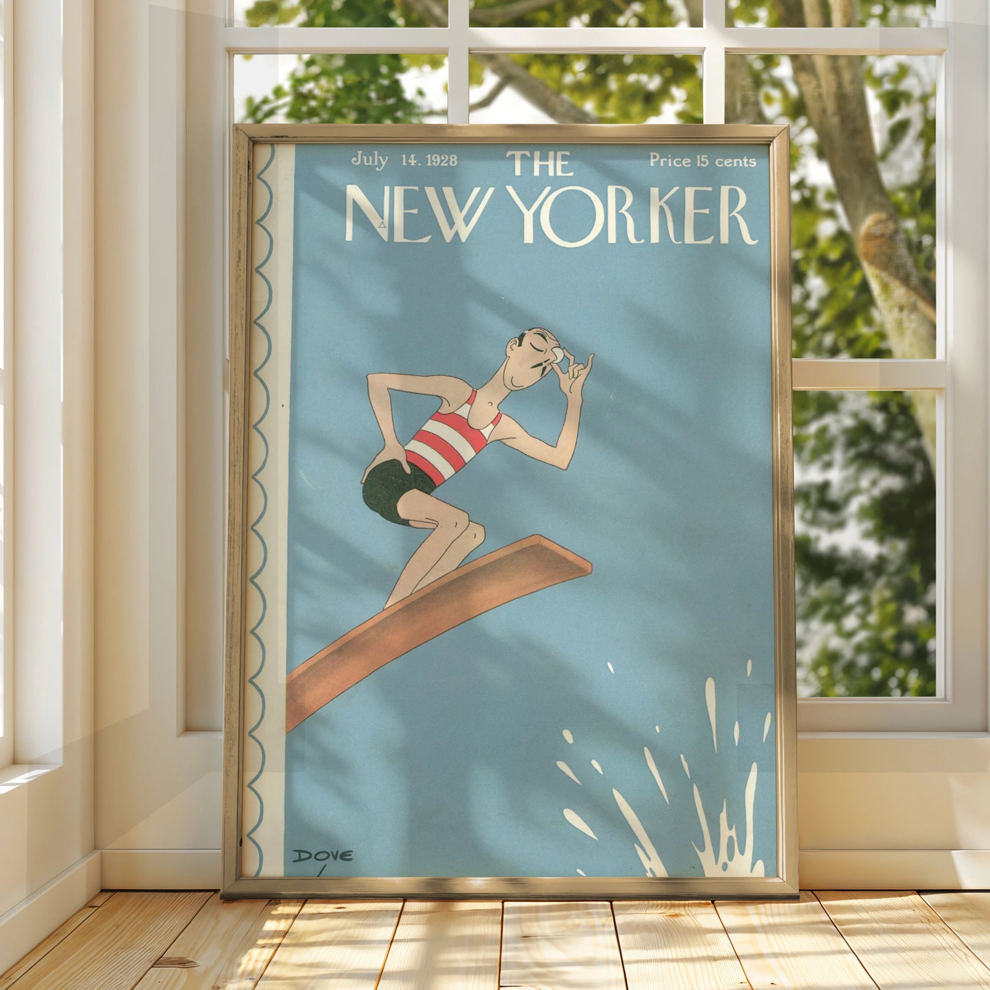 The New Yorker July 1928 Cover Poster, Vintage Diving Board Art, Retro Summer Wall Print