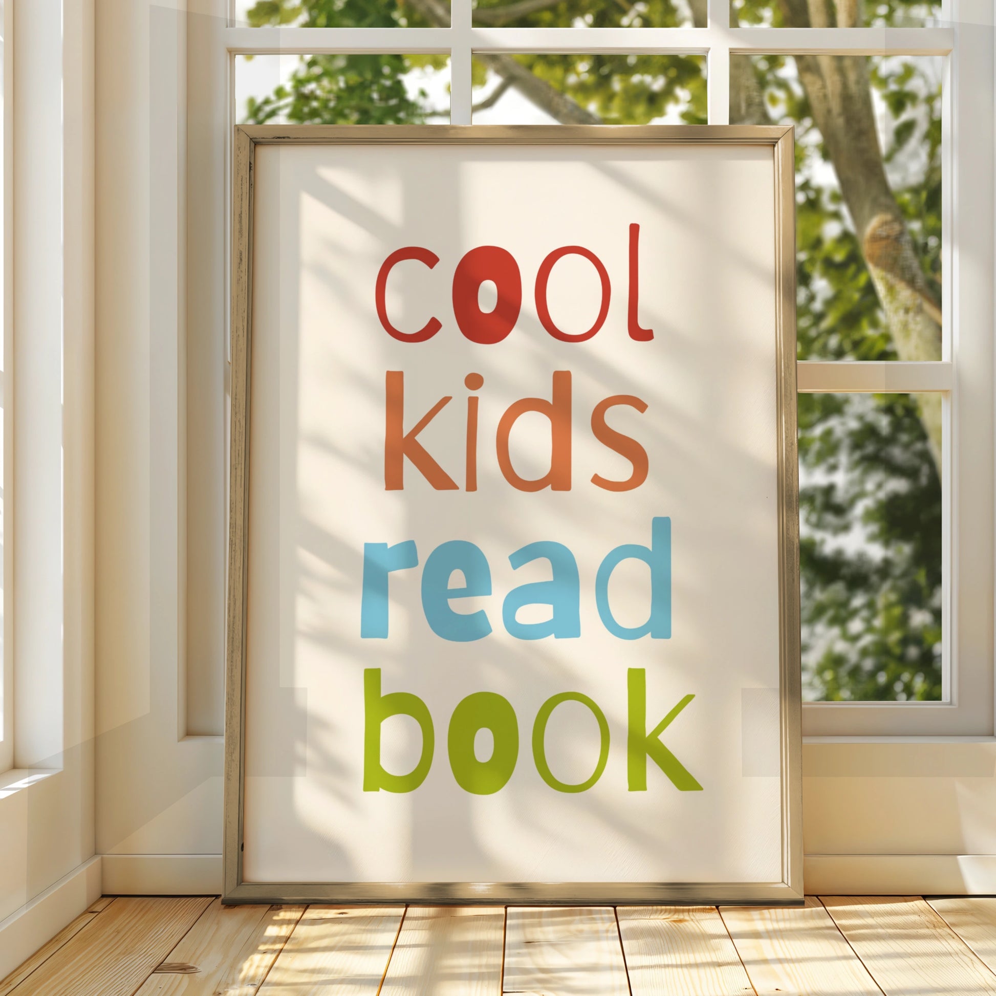 Cool Kids Read Book Nursery Wall Art, Children's Reading Poster, Colourful Kids Room Print