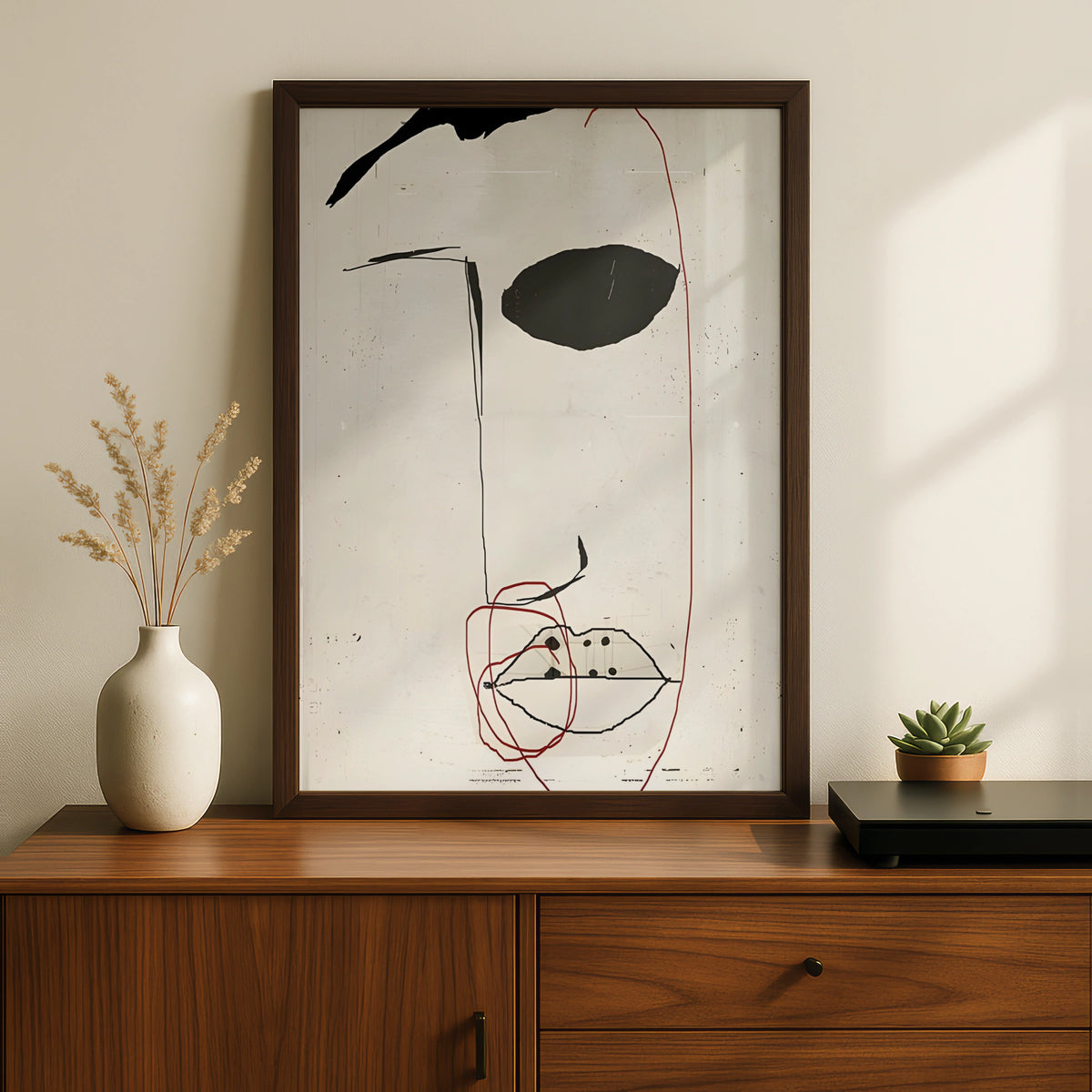 Abstract Face Line Art, Monochrome Wall Art, Modern Black White Poster, Minimalist Print