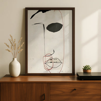 Abstract Face Line Art, Monochrome Wall Art, Modern Black White Poster, Minimalist Print