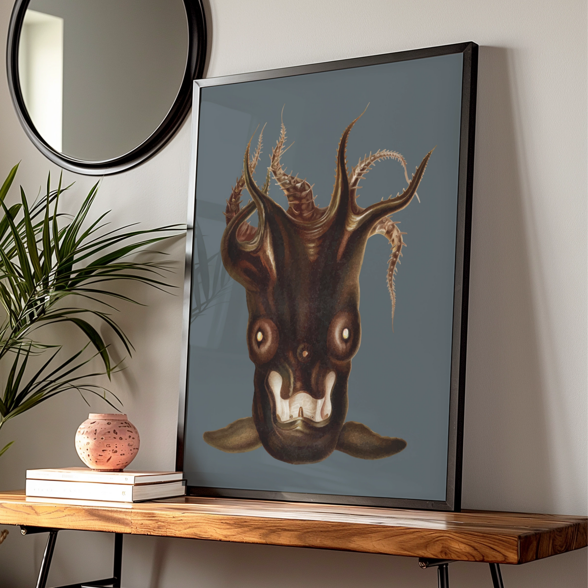 Halloween Monster Creature Poster, Dark Horror Wall Art, Spooky Demon Print, Gothic Occult Decor
