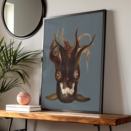 Halloween Monster Creature Poster, Dark Horror Wall Art, Spooky Demon Print, Gothic Occult Decor