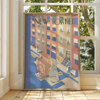 New Yorker Cover July 1927 Vintage Art Poster, NYC Street Scene Art Deco Print