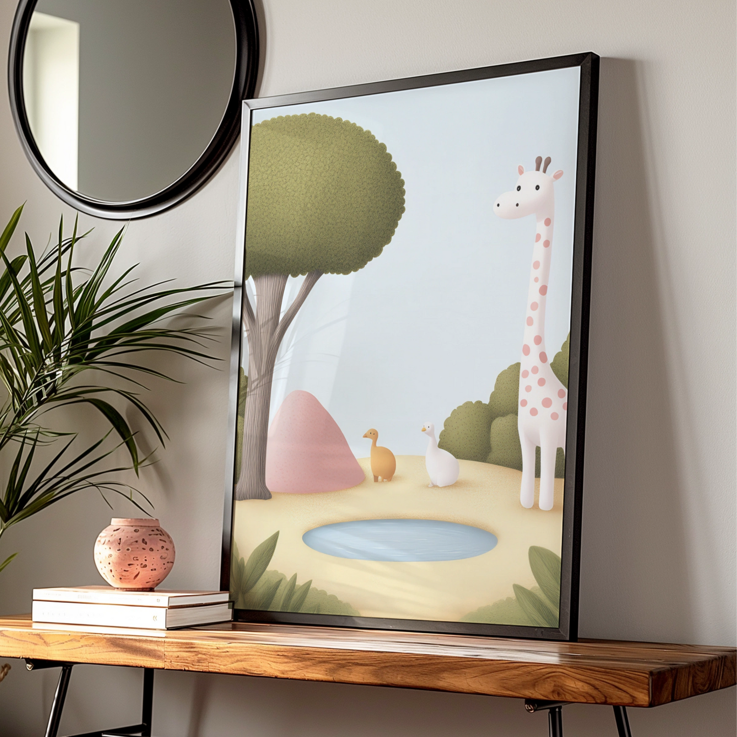 Giraffe Nursery Wall Art, Safari Animal Print, Baby Room Poster, Cute Kids Decor