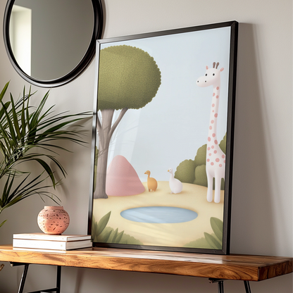 Giraffe Nursery Wall Art, Safari Animal Print, Baby Room Poster, Cute Kids Decor