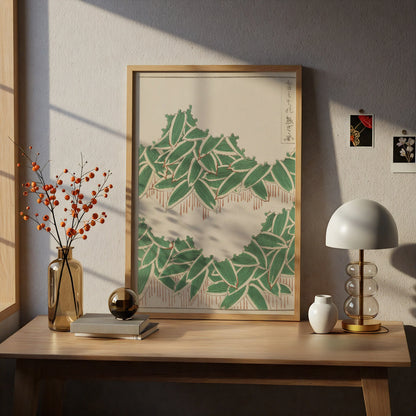 Japanese Botanical Print, Vintage Woodblock Leaf Wall Art, Bijutsukai 1901, Japandi Poster – A4 print