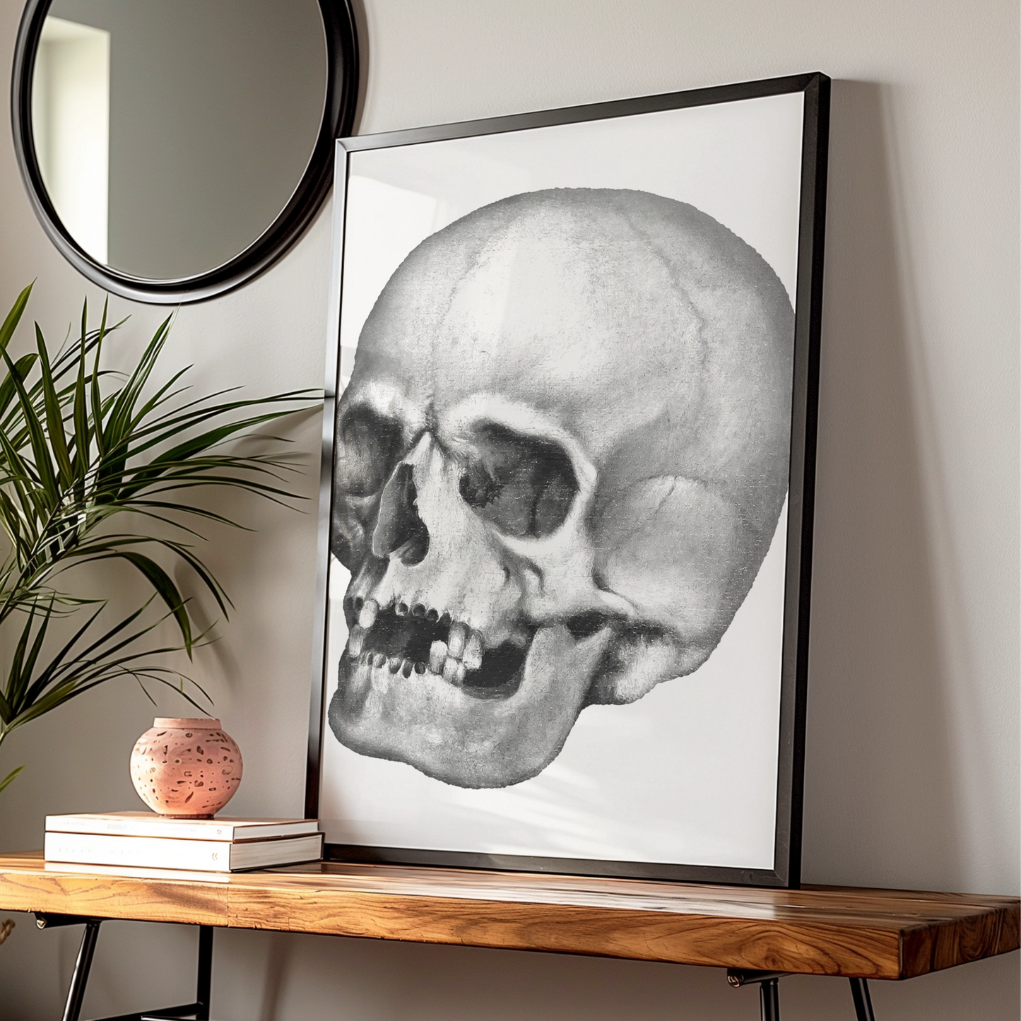 Halloween Skull Poster, Gothic Anatomy Wall Art, Dark Monochrome Skull Print, Spooky Decor