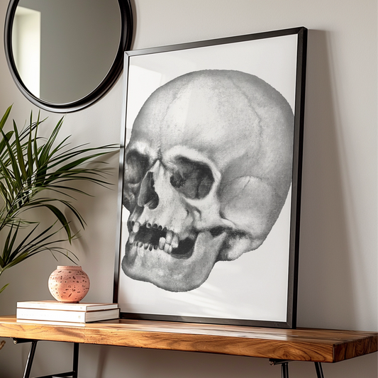 Halloween Skull Poster, Gothic Anatomy Wall Art, Dark Monochrome Skull Print, Spooky Decor