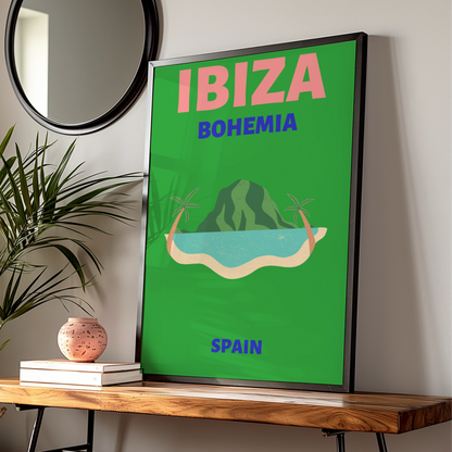 Ibiza Travel Poster, Spain Retro Wall Art, Bohemia Island Print, Balearic Decor