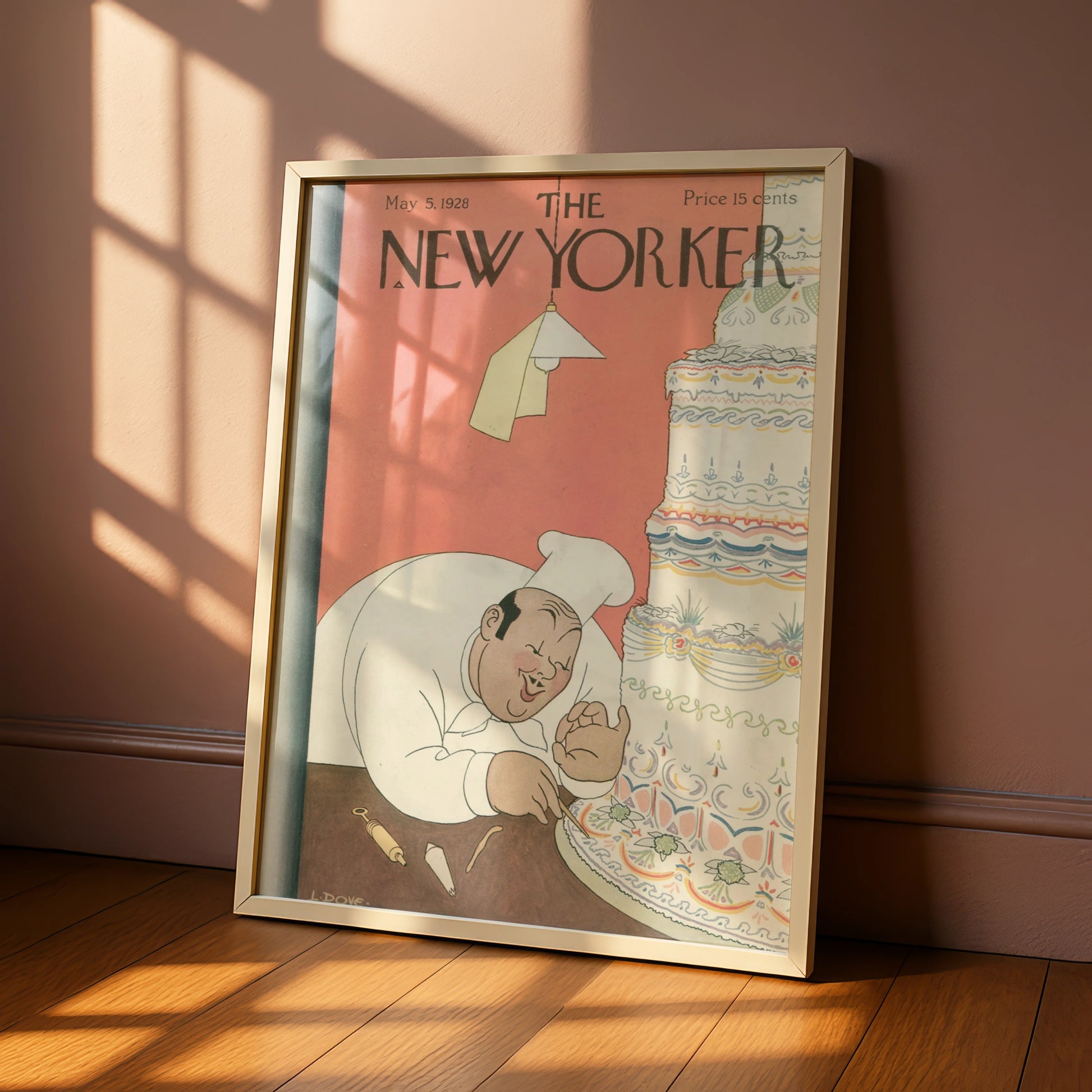 The New Yorker May 1928 Poster, Vintage Chef Wedding Cake Cover Wall Art Print
