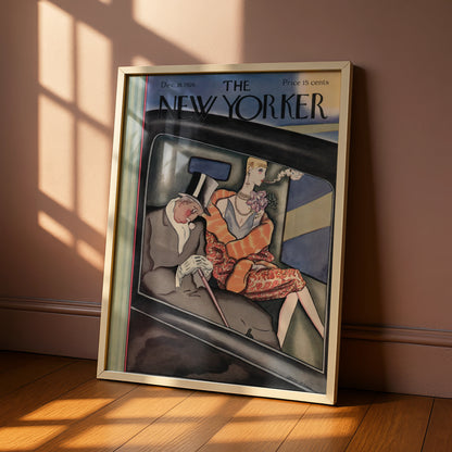 The New Yorker December 1926 Cover Poster, Art Deco Flapper Wall Art Print