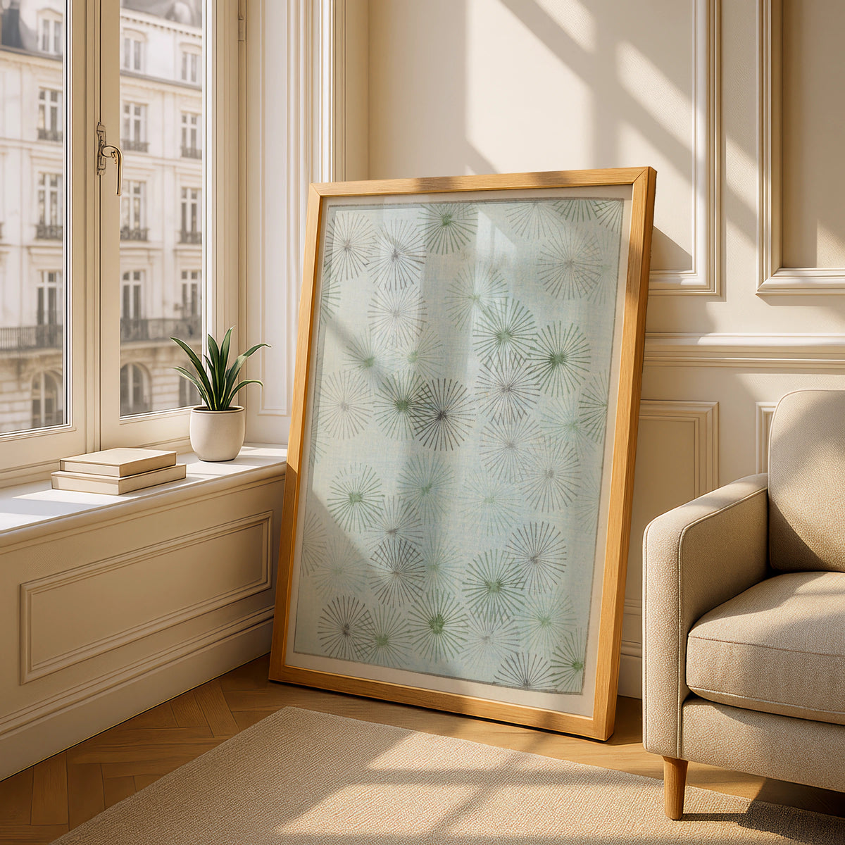 Japanese Botanical Print, Vintage Bijutsukai 1901, Woodblock Wall Art, Japandi Poster – A5 Oak frame