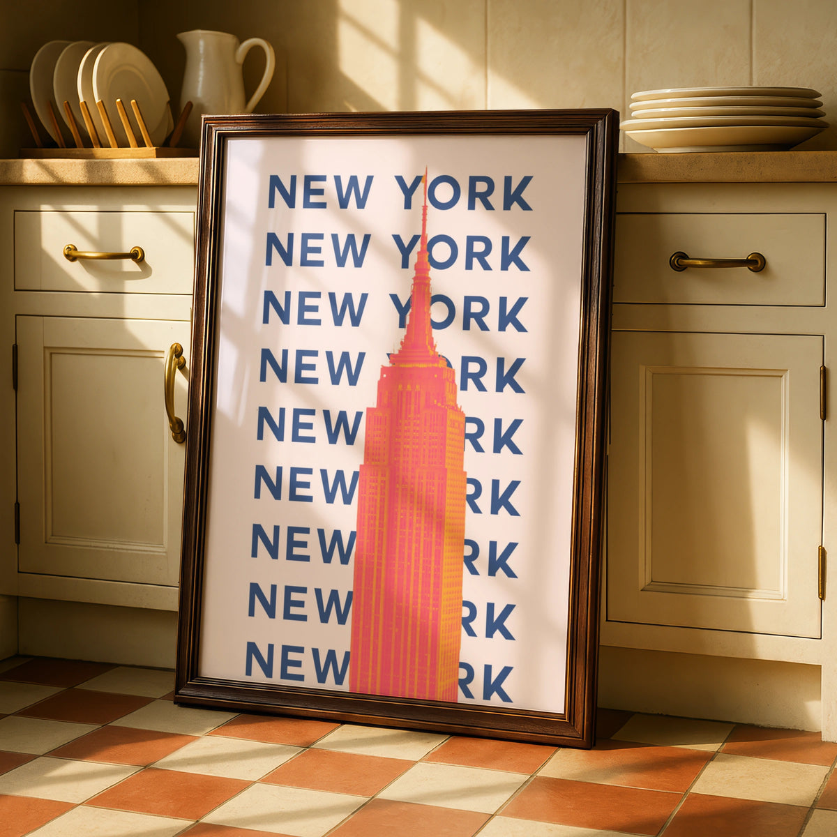 New York Travel Poster, Empire State Building Wall Art, NYC Retro City Print