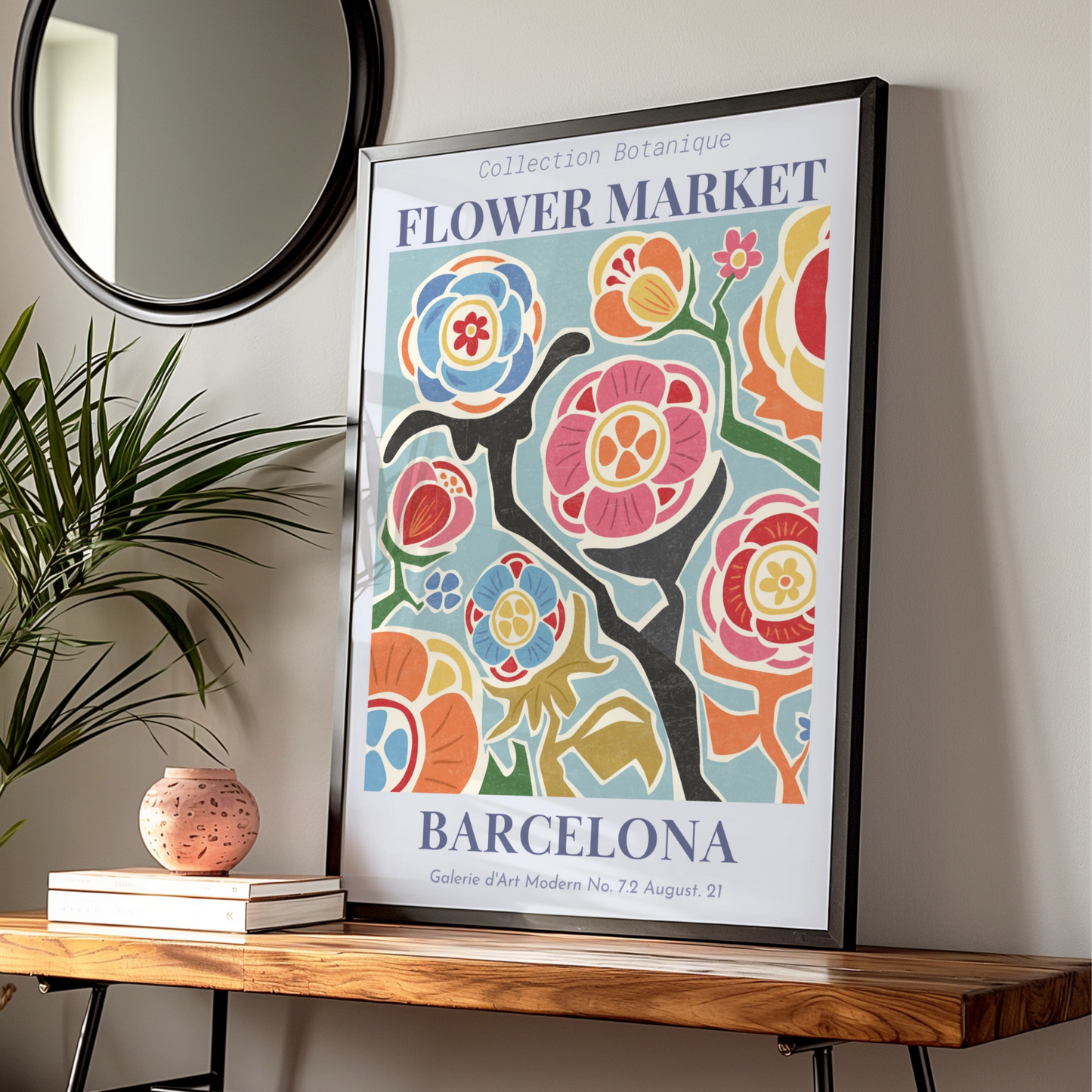 Flower Market Barcelona Maximalist Poster, Botanical Floral Wall Art, Colourful Bold Print