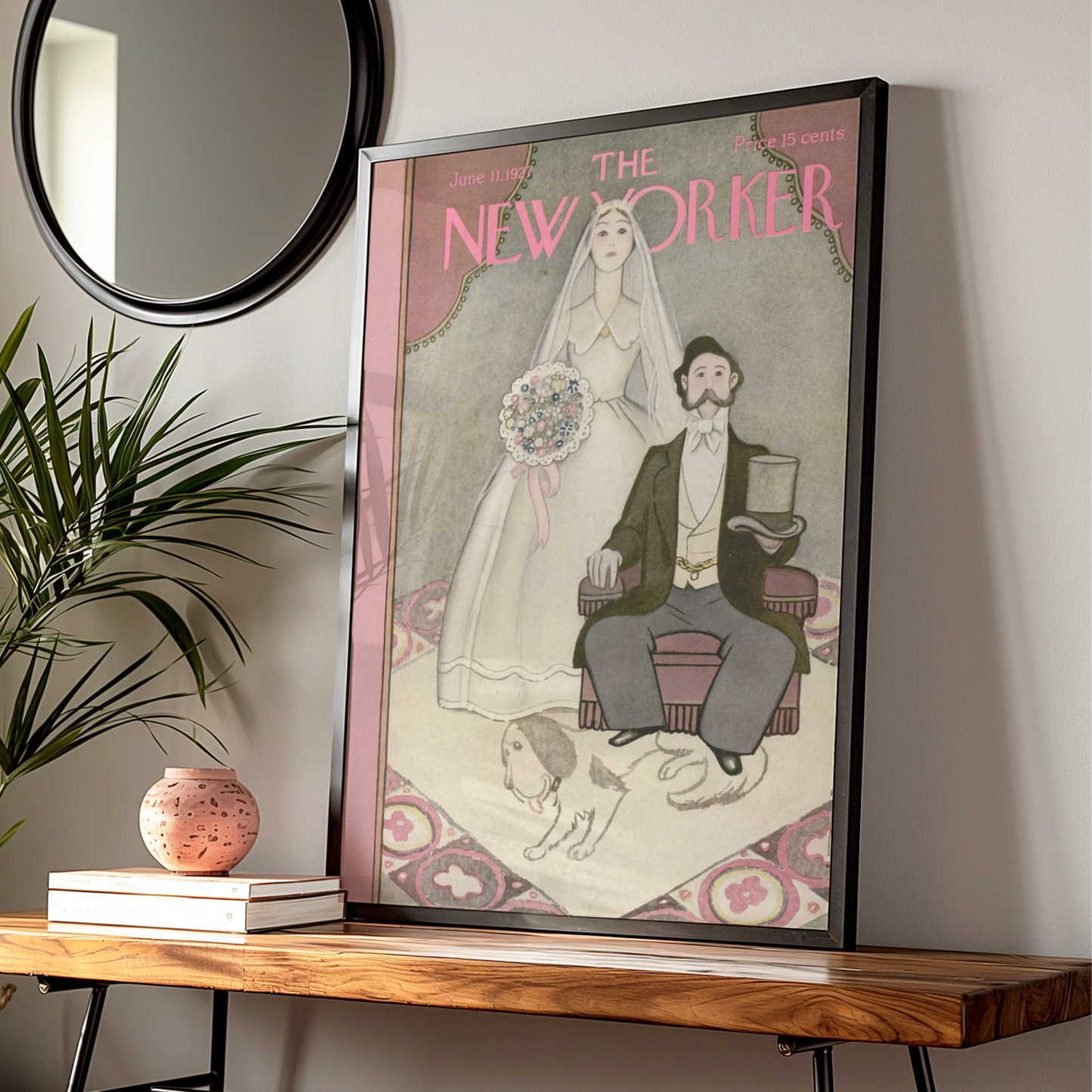 The New Yorker June 1927 Wedding Cover Poster, Vintage Bride Groom Wall Art Print