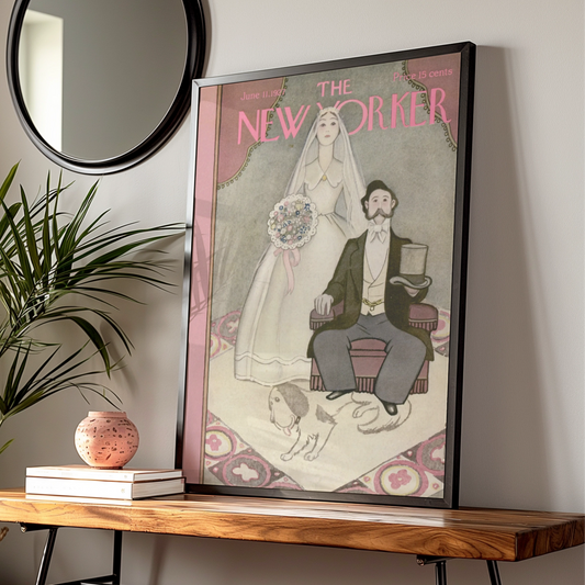 The New Yorker June 1927 Wedding Cover Poster, Vintage Bride Groom Wall Art Print