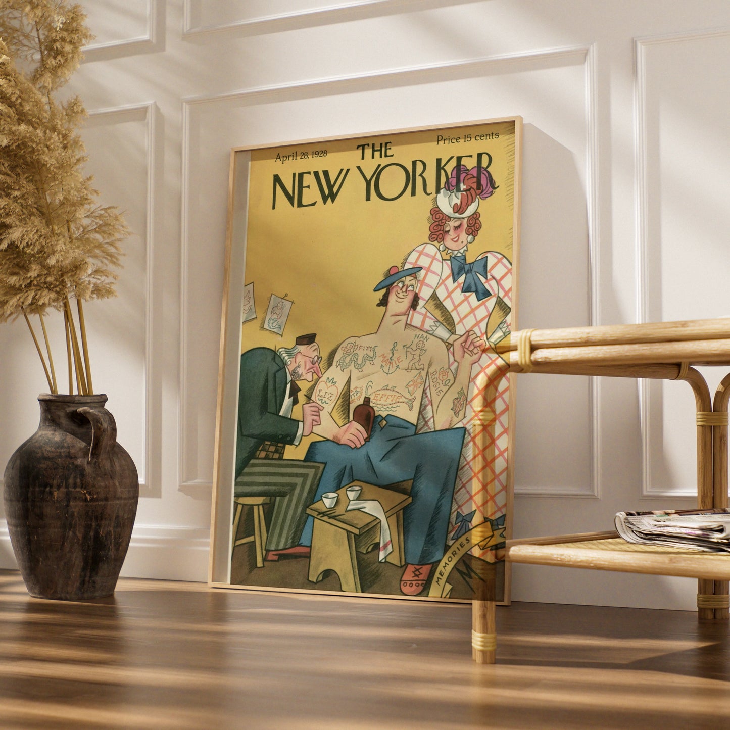 New Yorker Cover April 1928 Tattoo Parlour Art Poster, Vintage Humour Wall Print