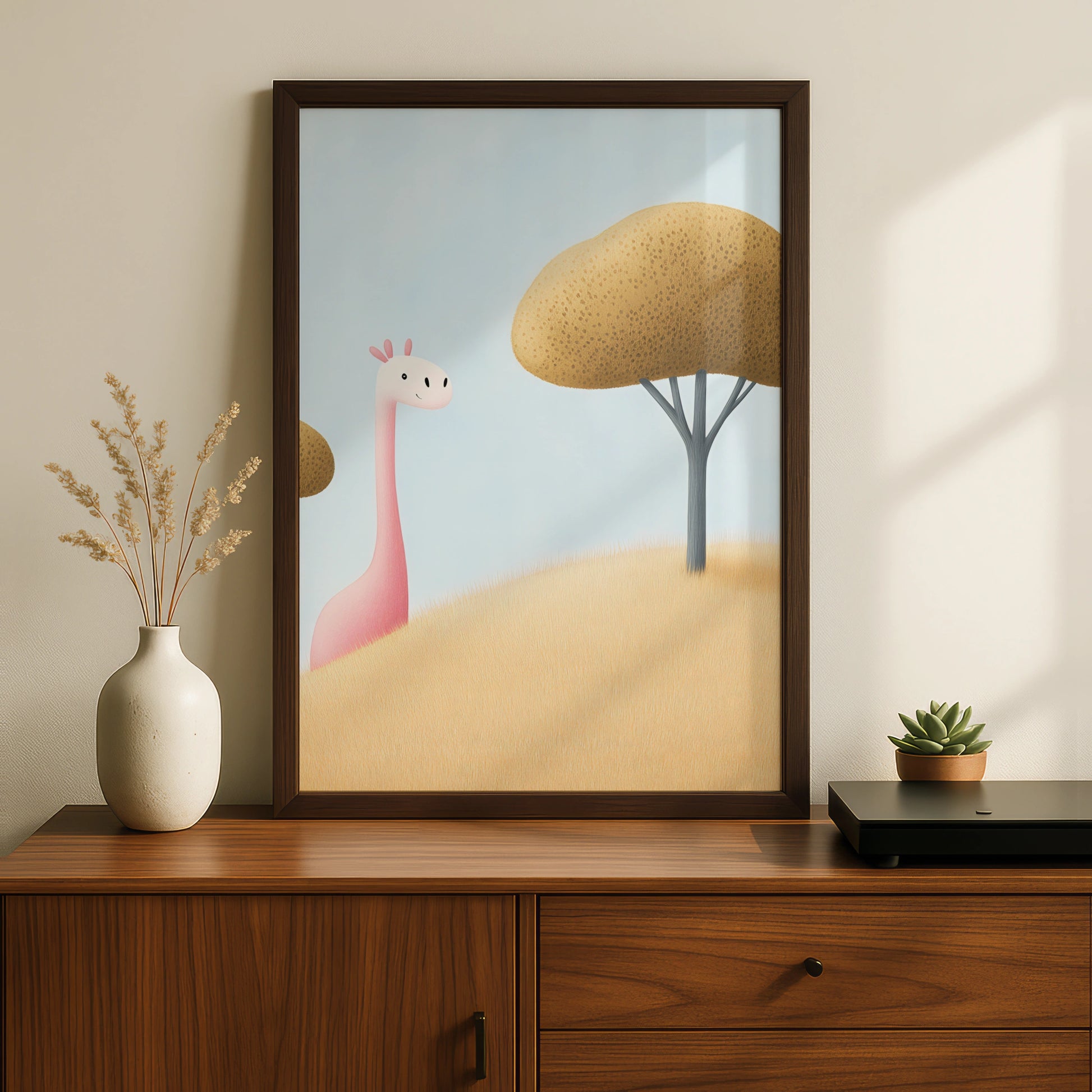 Pink Giraffe Nursery Wall Art, Cute Safari Animal Print, Baby Room Poster, Kids Decor