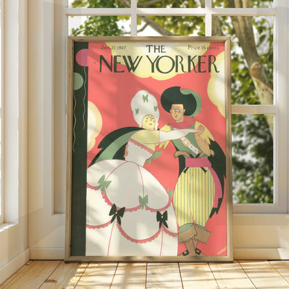 New Yorker 1927 Vintage Cover Poster, Art Deco Masquerade Ball Print, Retro Wall Art