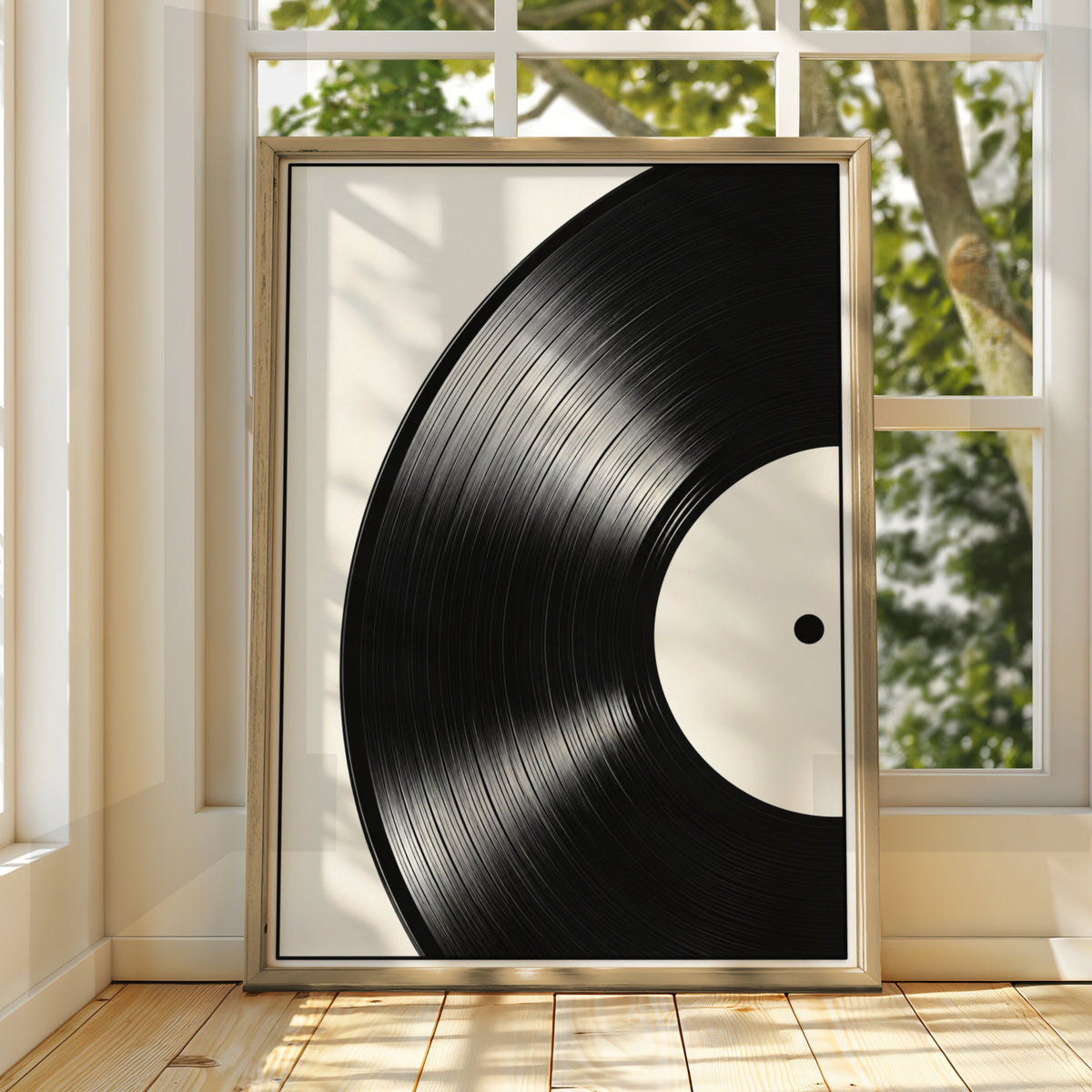 Vinyl Record Monochrome Wall Art, Black and White Music Poster, Minimalist Print, Modern Decor