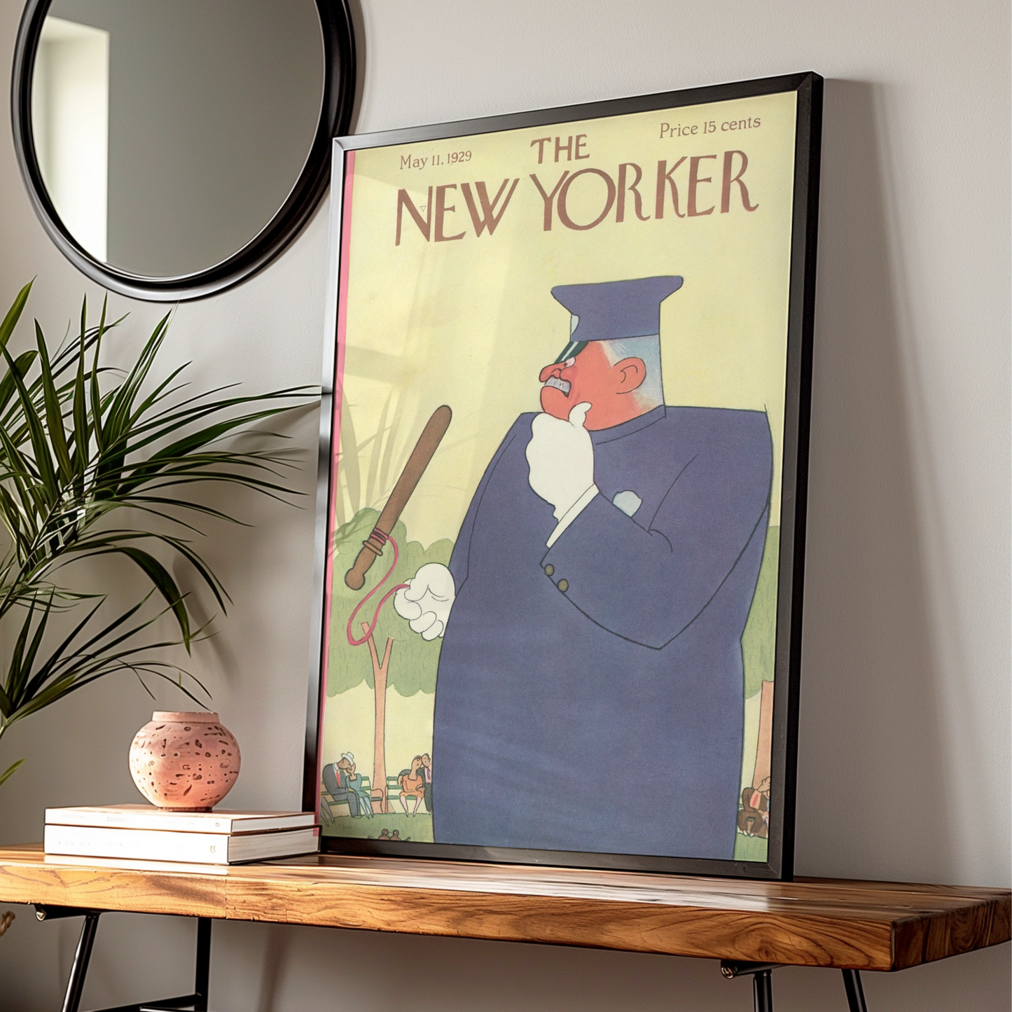 The New Yorker May 1929 Cover Poster, Vintage Police Officer Park Art Print
