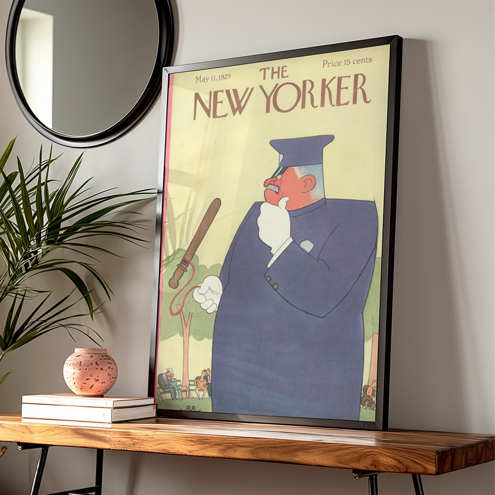 The New Yorker May 1929 Cover Poster, Vintage Police Officer Park Art Print