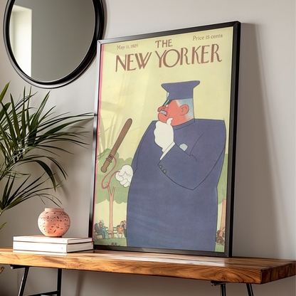 The New Yorker May 1929 Cover Poster, Vintage Police Officer Park Art Print