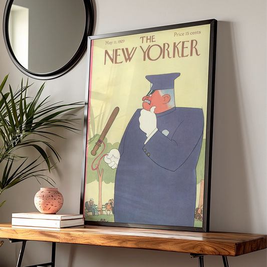 The New Yorker May 1929 Cover Poster, Vintage Police Officer Park Art Print