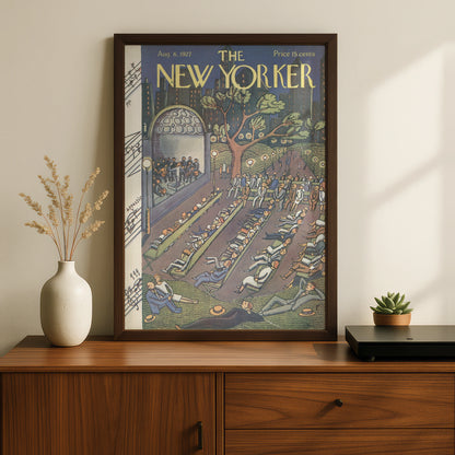 The New Yorker August 1927 Poster, Outdoor Concert Park Print, Vintage NYC Wall Art