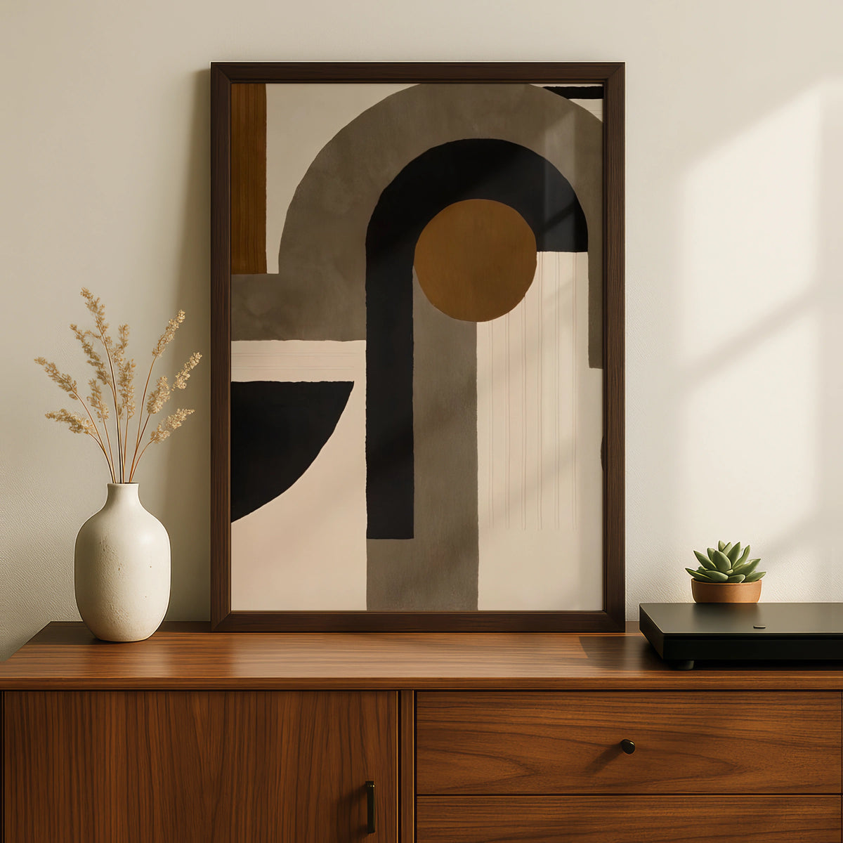 Abstract Arch Geometric Print, Modern Monochrome Wall Art, Neutral Minimalist Poster, Contemporary