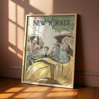 New Yorker Cover Poster Sept 1928, Peter Arno Vintage Car Art, Retro Wall Print