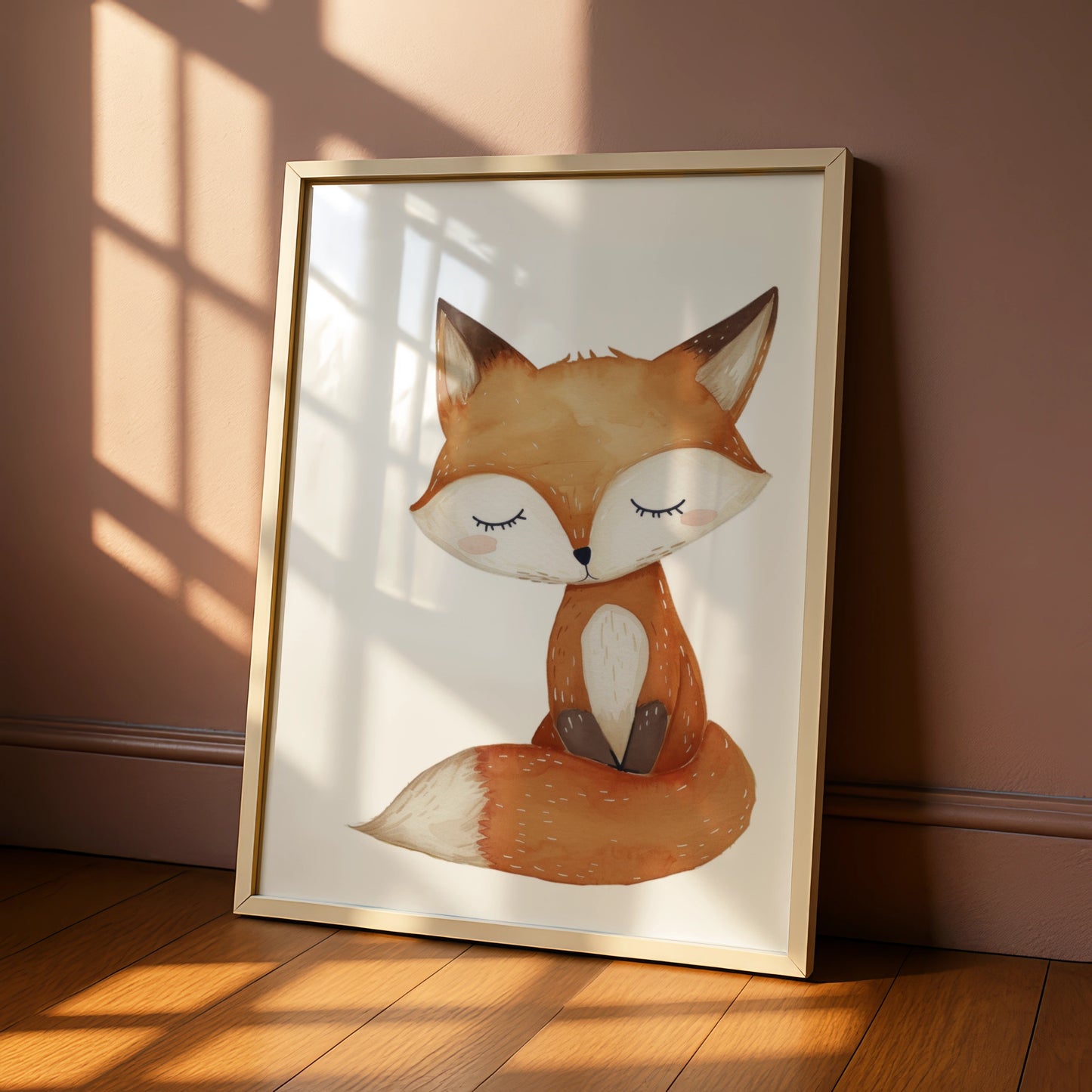 Woodland Fox Nursery Wall Art, Watercolour Fox Poster, Baby Animal Print, Kids Room Decor