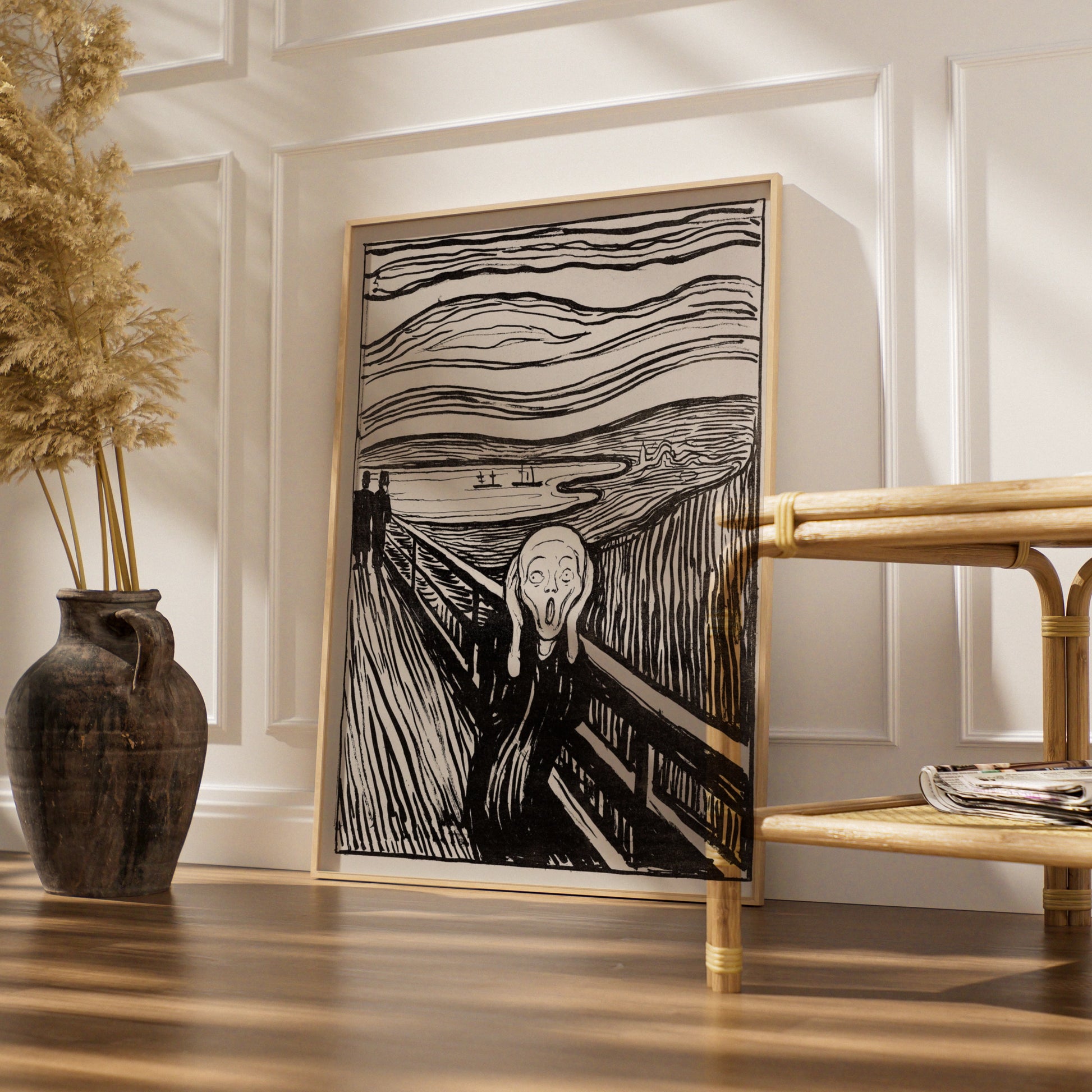 The Scream Halloween Art Print, Edvard Munch Poster, Black White Gothic Wall Art