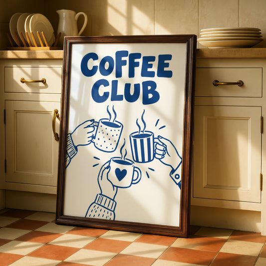 Coffee Club Cartoon Poster